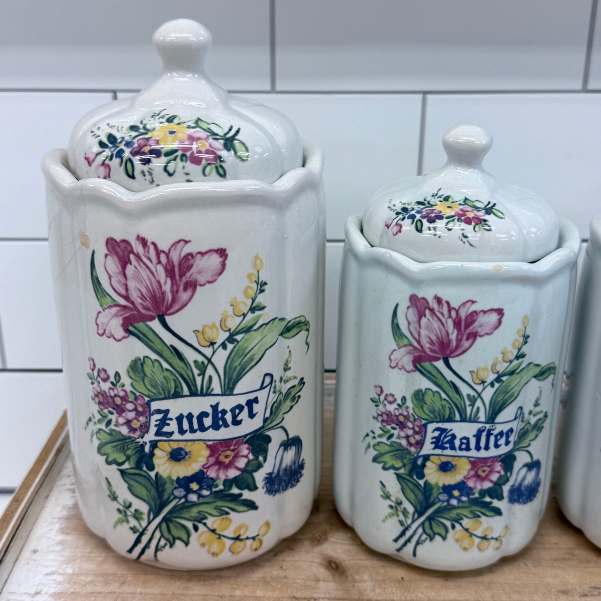 T. Delft's Bleau Floral Ceramic Kitchen Canisters Set of 5