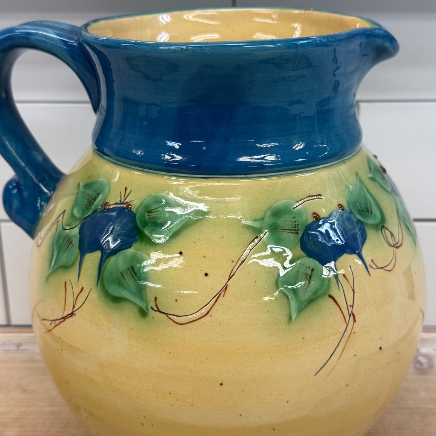 Vintage European Style Floral Art Pottery Pitcher, 1920s–1940s
