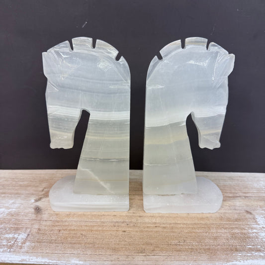 Horse Head Crystal Bookends
