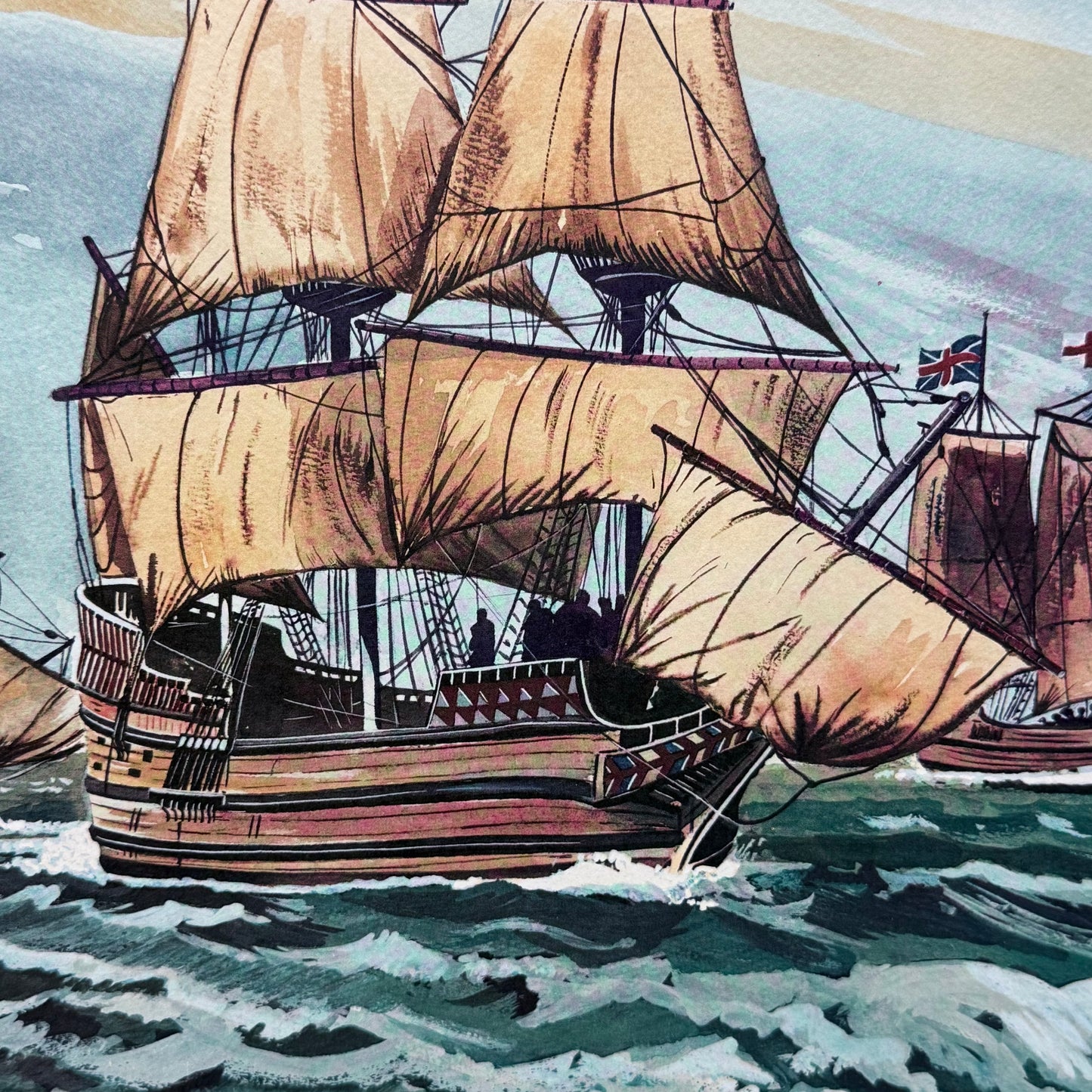 Raul Araluce Three Ships Jamestown 1607 Lithograph