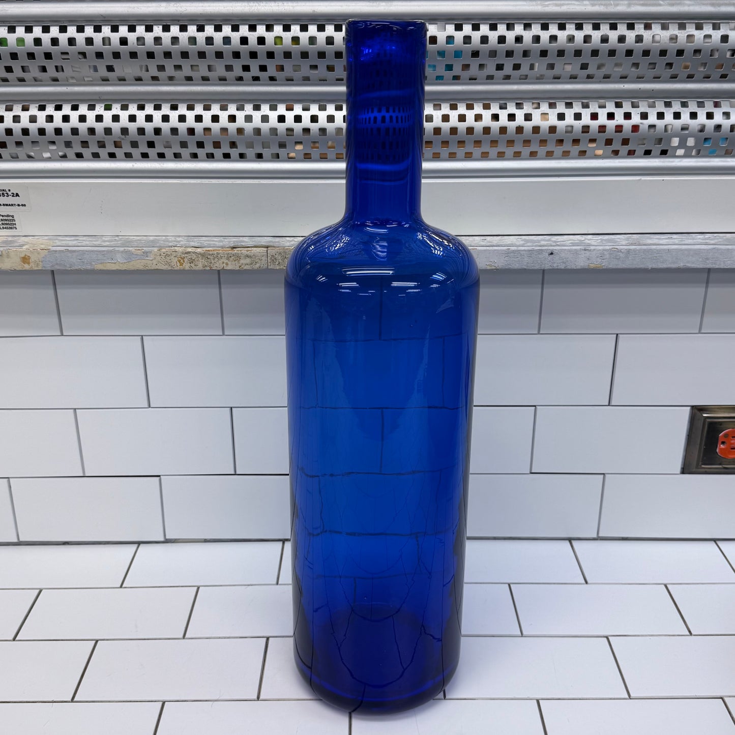 Blue Art Glass Centerpiece Bottle Vase