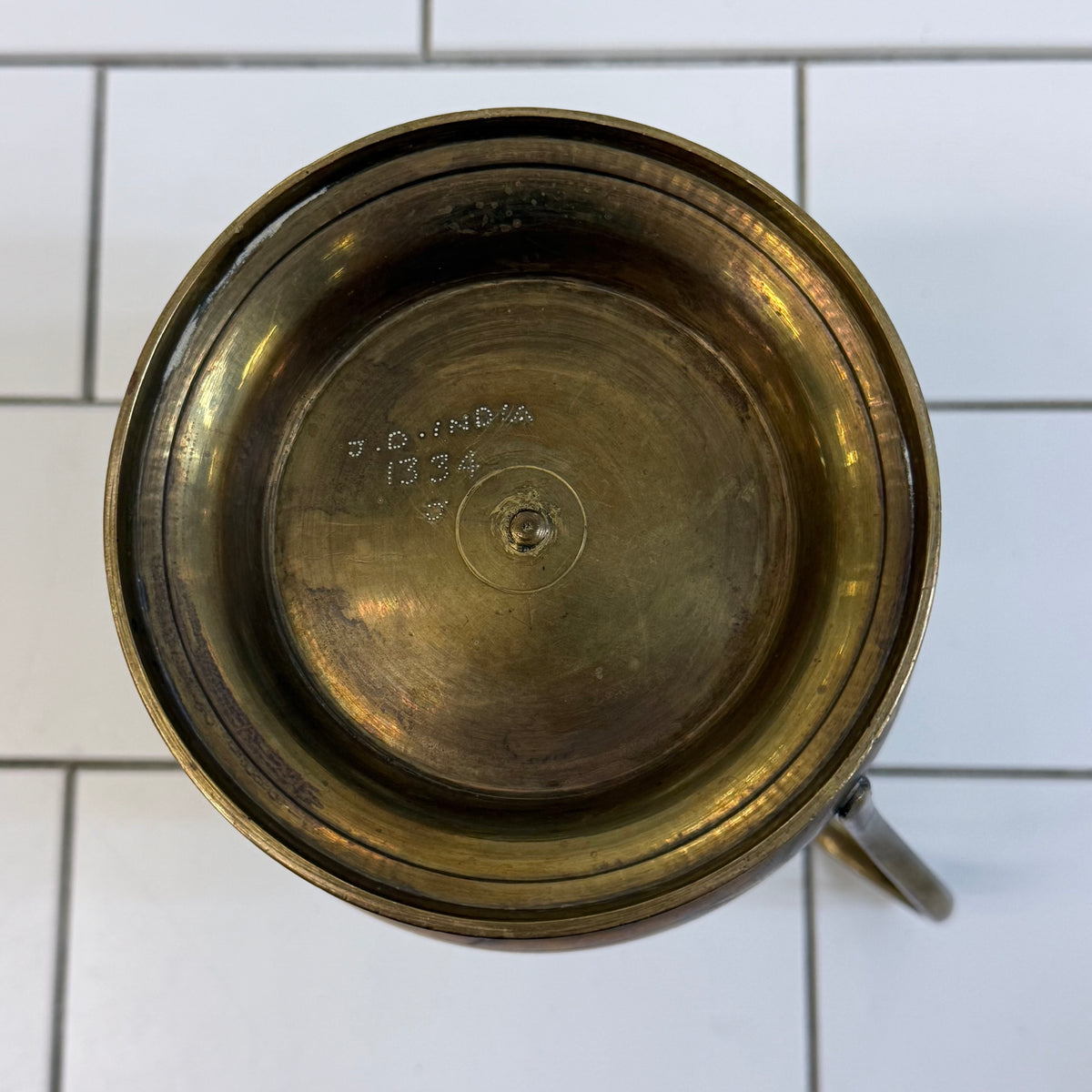 Vintage Indian Engraved Brass Pitcher & Vase Set 1960s–70s
