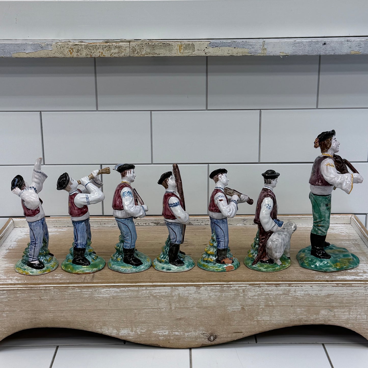 Eastern European Folk Musician Figurines Set of 7 Ceramic 1992