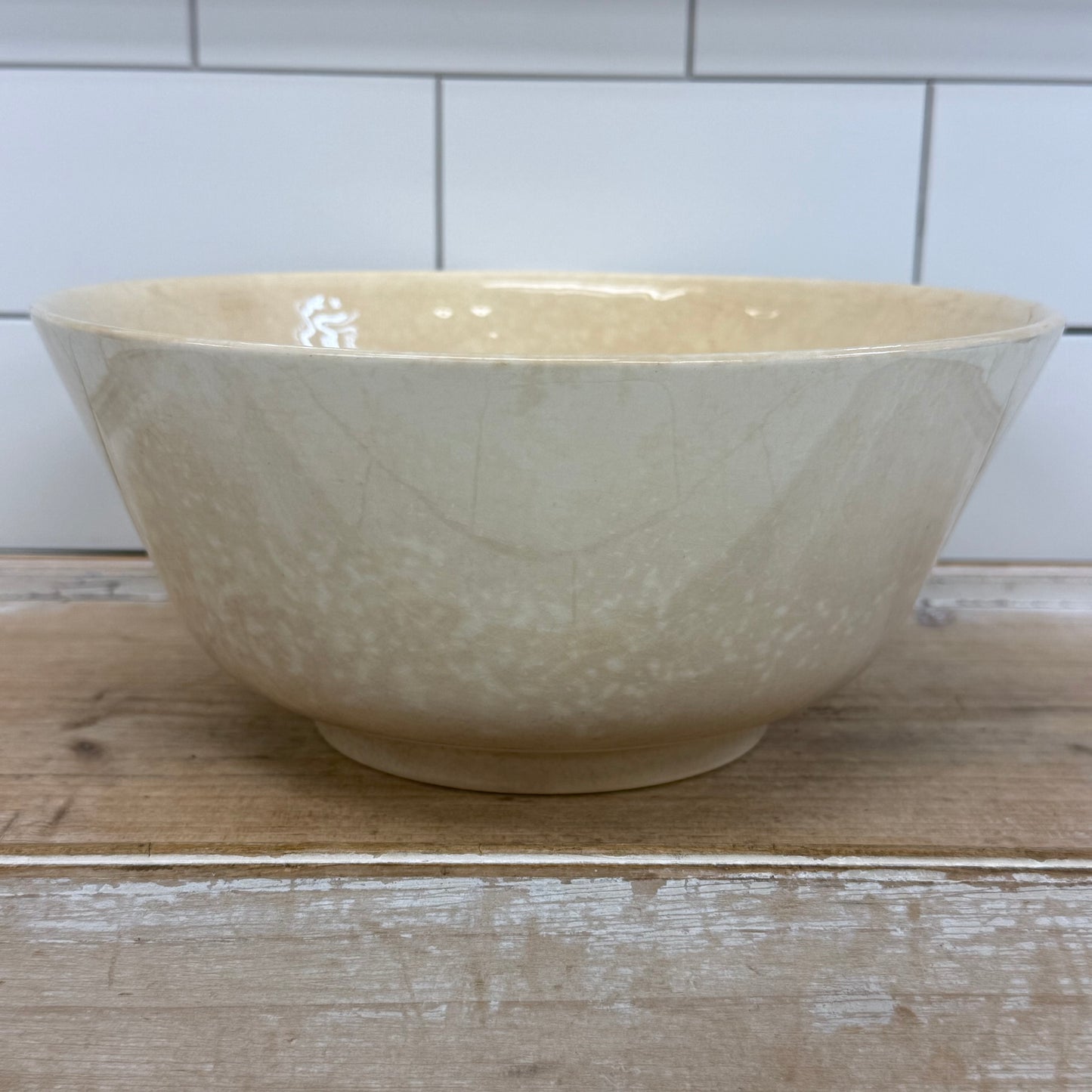 American Cream Glazed Stoneware Mixing Bowl 1940s–50s