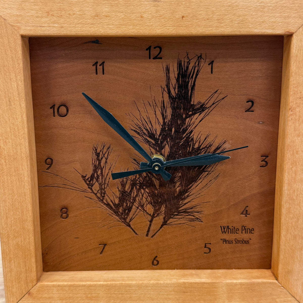 Sabbath-Day Woods White Pine Botanical Wood Box Clock