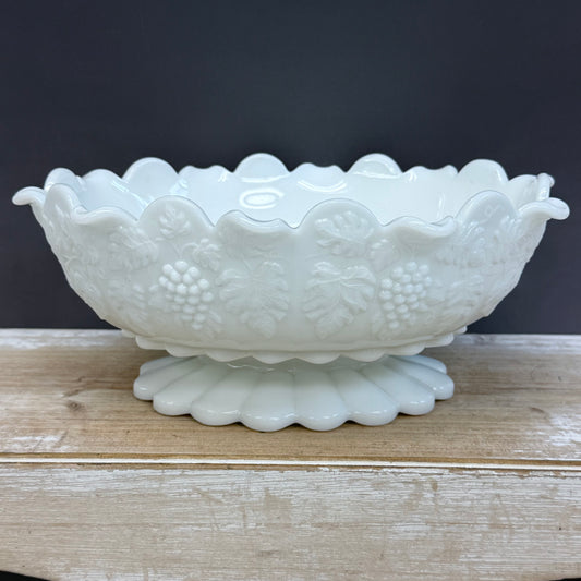 Westmoreland Paneled Grapevine Milk Glass Compote