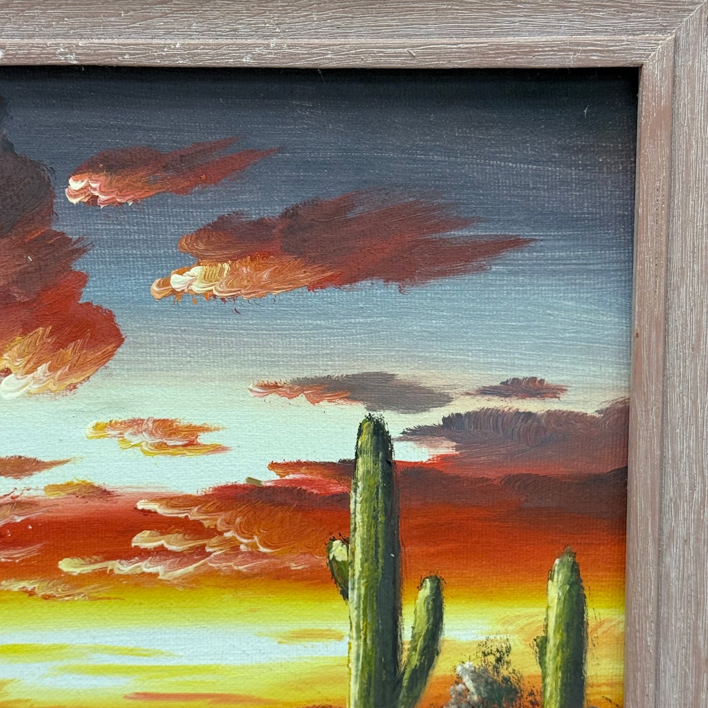 Desert Landscape Framed Original Oil Painting, Signed