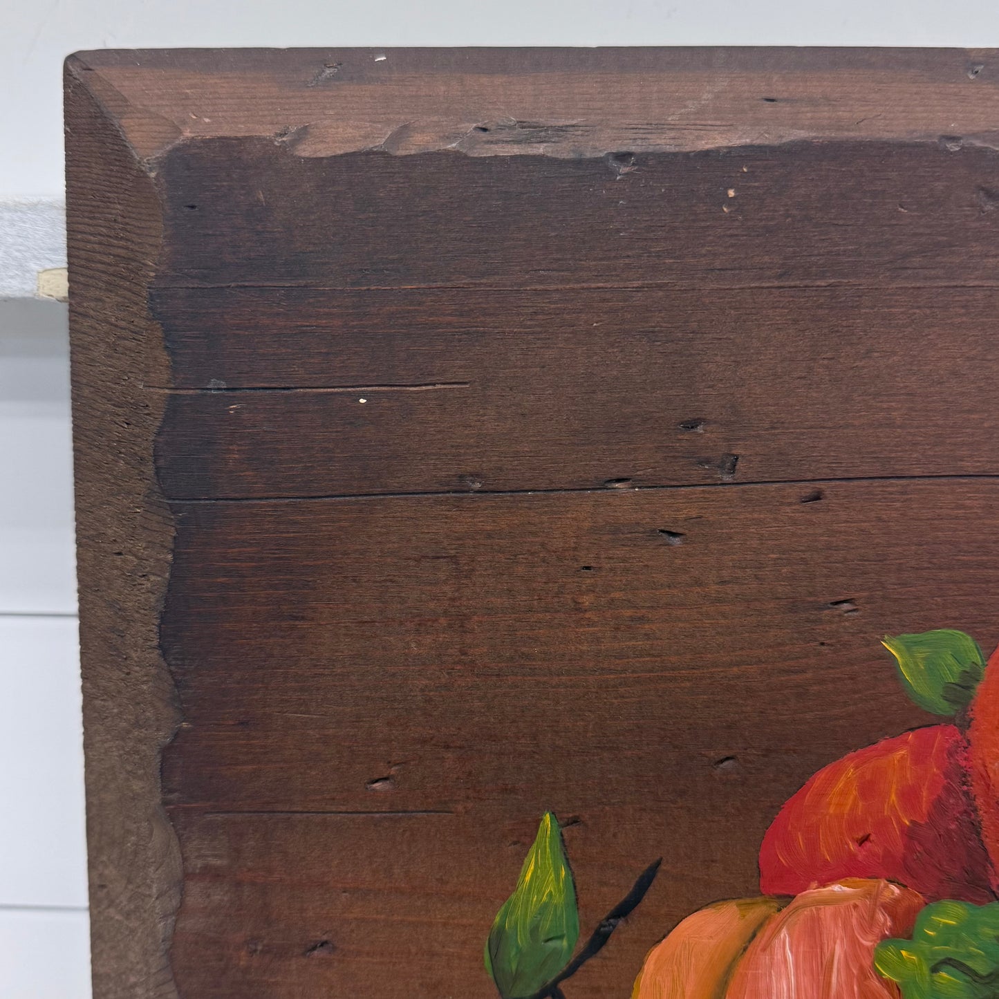 Carol Albert Hand Painted Fruit Still Life Wood Panel 1970s