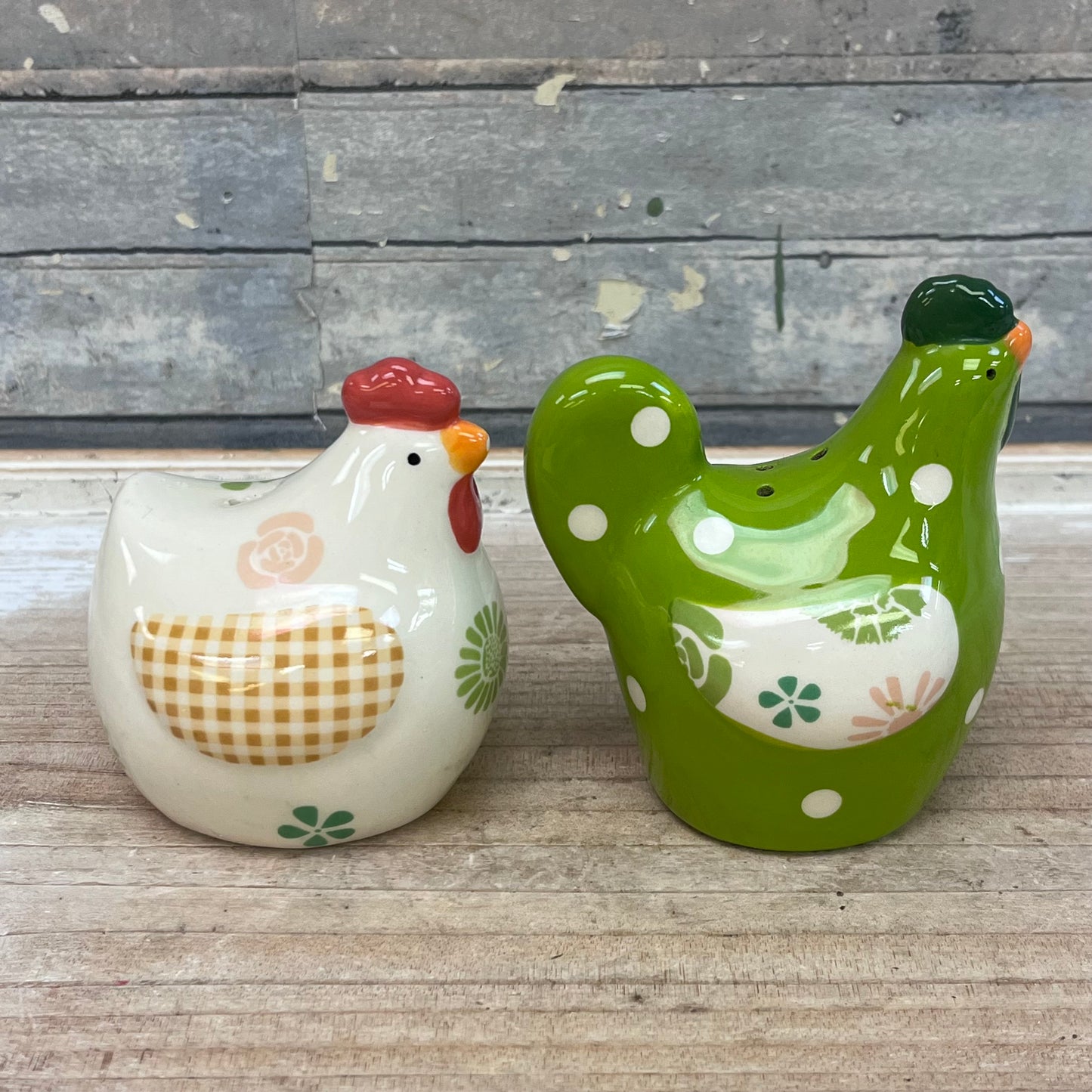 Patchwork Chicken Salt & Pepper Shaker & Jar Set