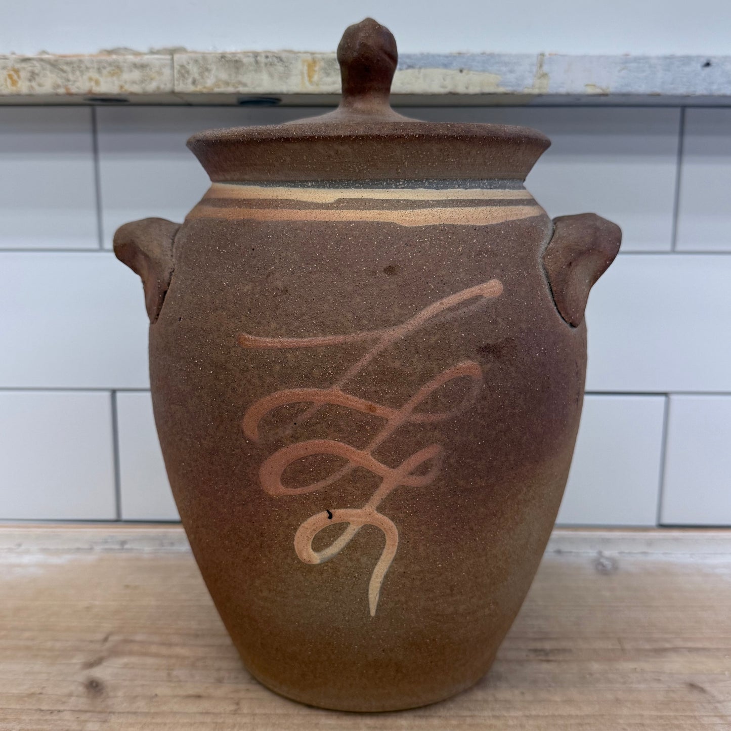 Studio Art Pottery Salt Glazed Stoneware Lidded Pot