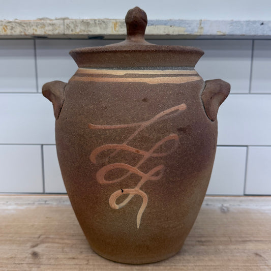 Studio Art Pottery Salt Glazed Stoneware Lidded Pot