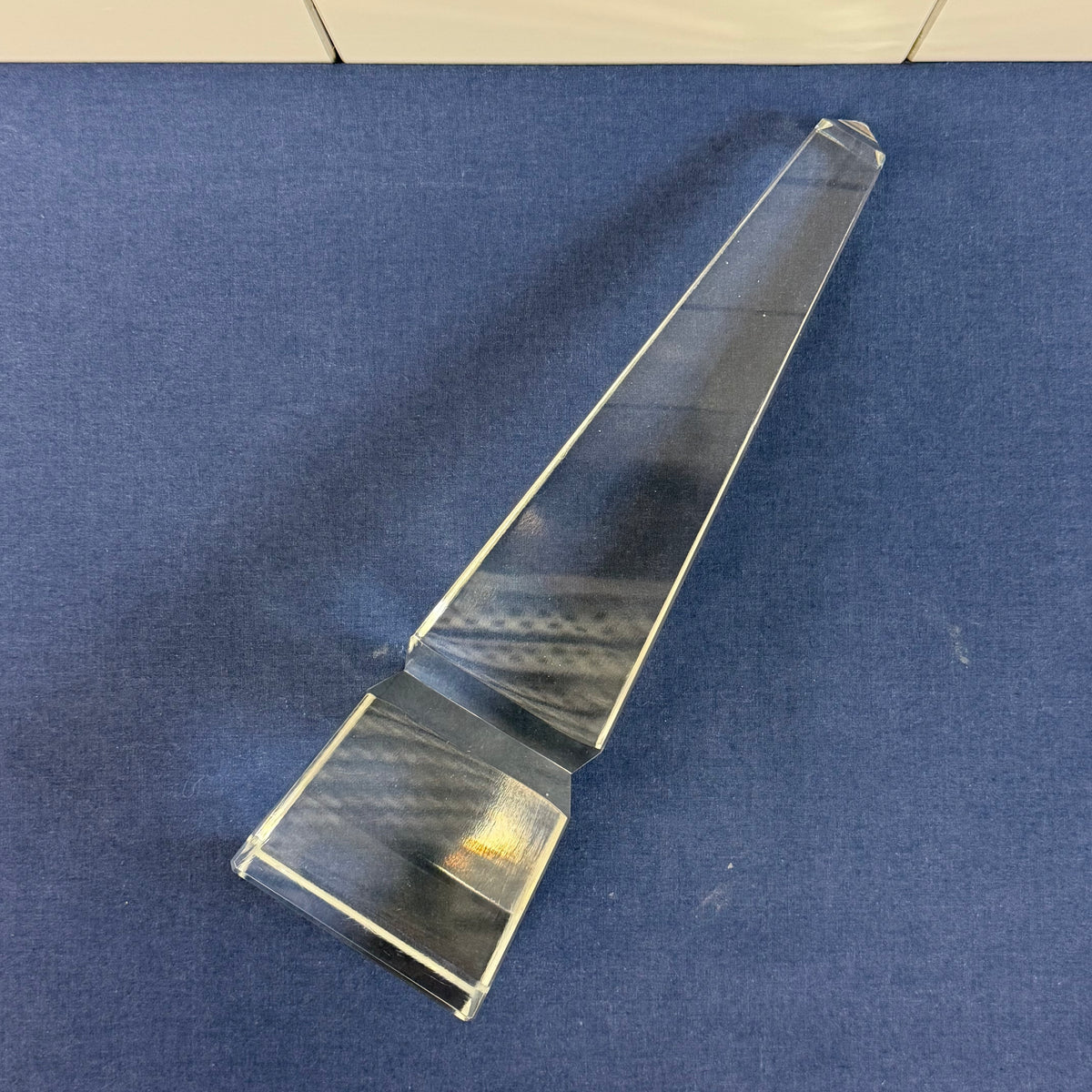 Glass Obelisk Sculpture Faceted Tower Paperweight Desk Decor