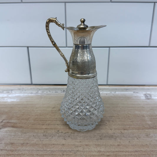Silver Plated Pressed Glass Claret Pitcher, Made in Italy