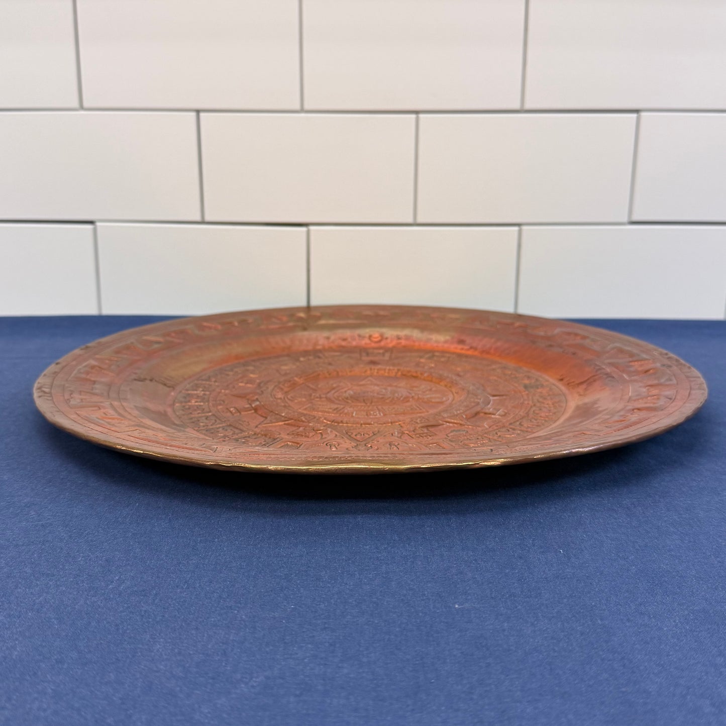 Aztec Calendar Copper Wall Plate Hammered