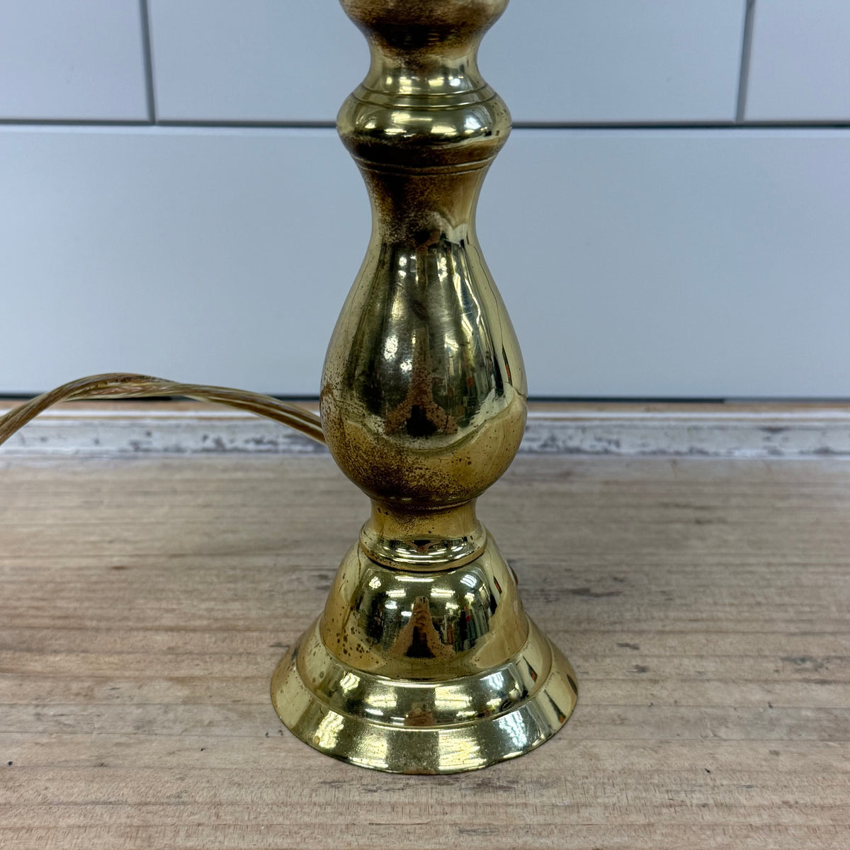 Hampton Brass Table Lamp Black Tole Shade 1990s