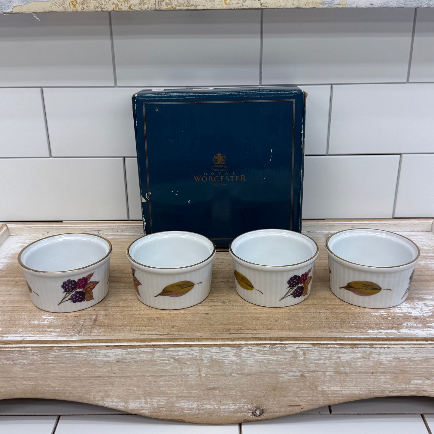 Royal Worcester Evesham Gold Ramekins  Set of 4  Vintage 1960s