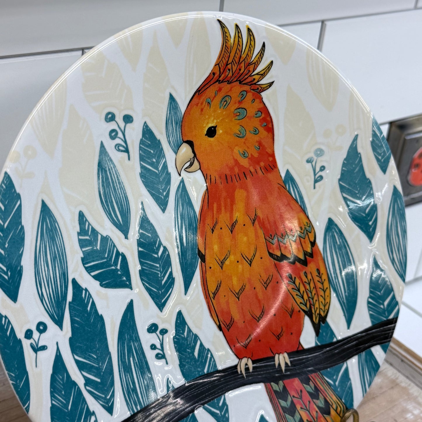 Pier 1 Tropical Bird Stoneware Salad Plates Set of 4 2010s