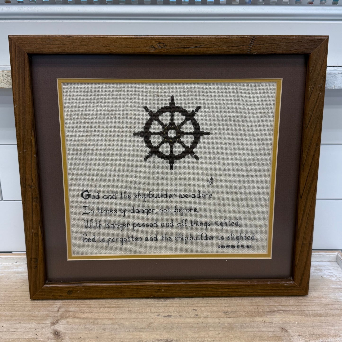 God and the Shipbuilder Kipling Cross Stitch Art 1981