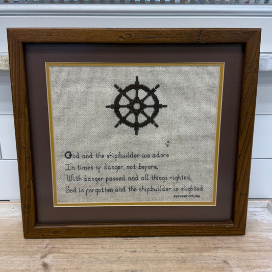 God and the Shipbuilder Kipling Cross Stitch Art 1981