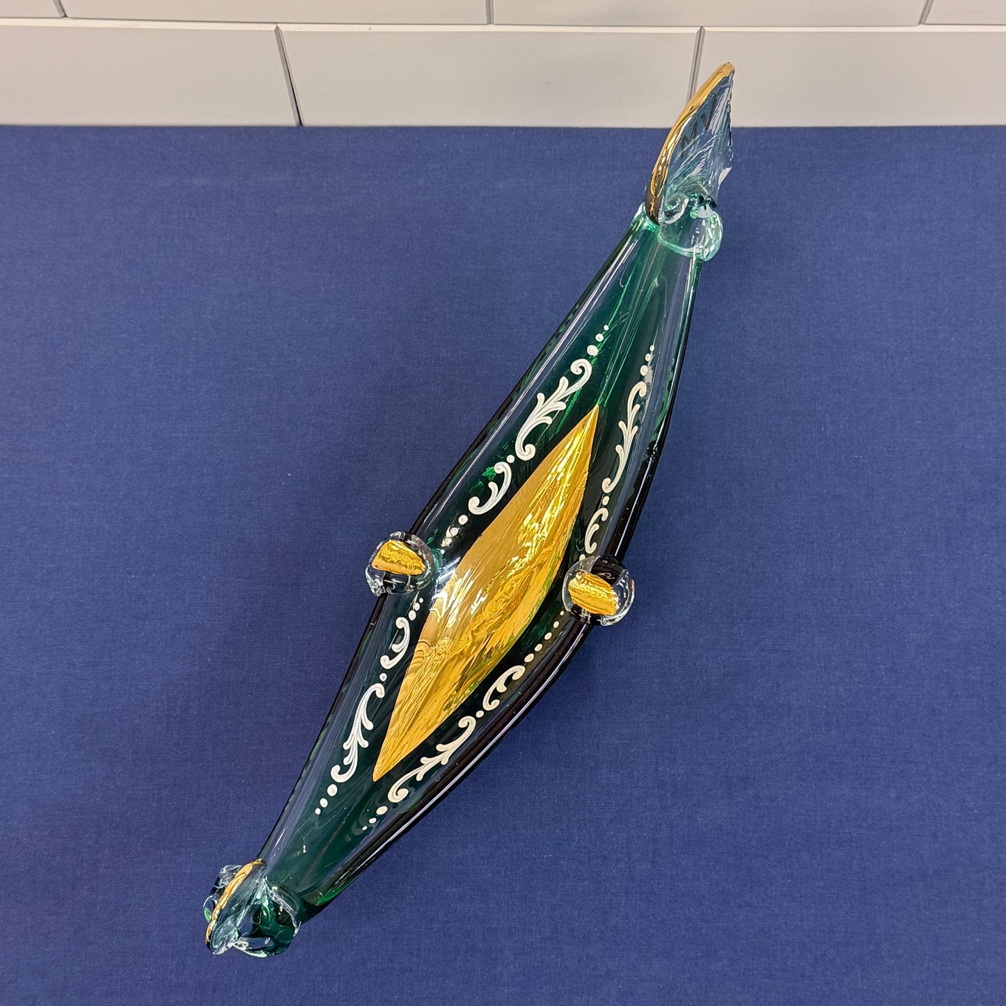 Murano Style Venetian Gondola Art Glass Centerpiece Bowl