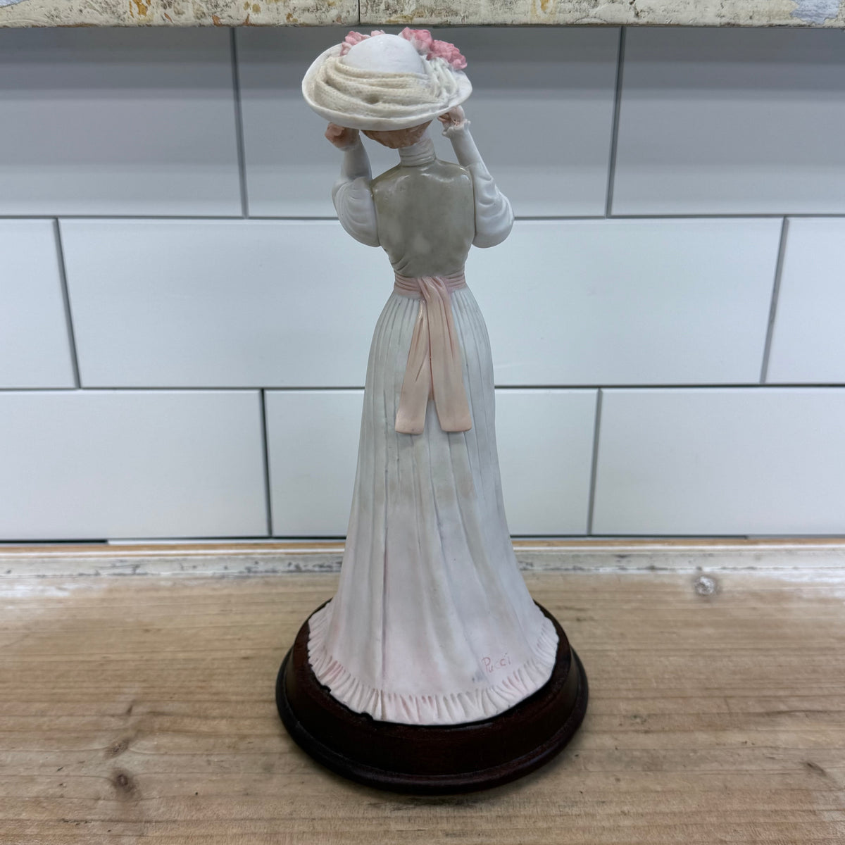 Vintage Edwardian Lady Porcelain Figurine with Mirror 10”