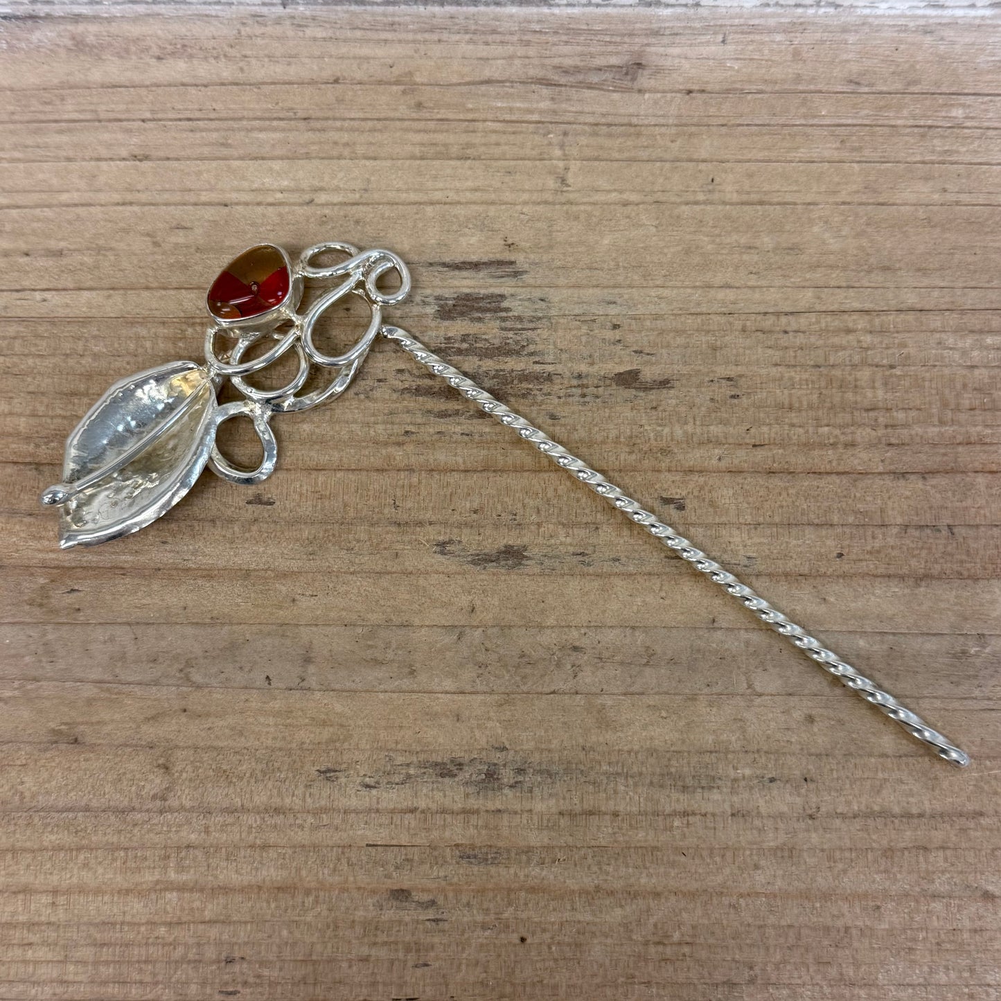 Dichroic Glass Cabochon Hair Stick Handmade by Claudia Carreon
