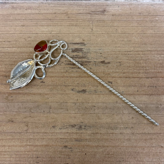 Dichroic Glass Cabochon Hair Stick Handmade by Claudia Carreon