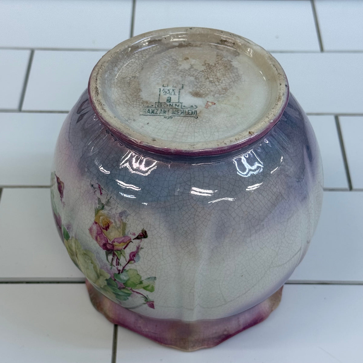 Bonn Franz Anton Mehlem Floral Biscuit Jar c.1890s