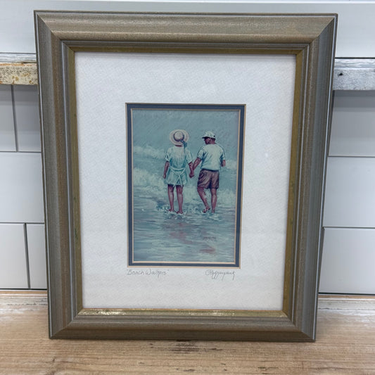 Barbara Pappendick Beach Walkers Framed Art Print, Signed 1994
