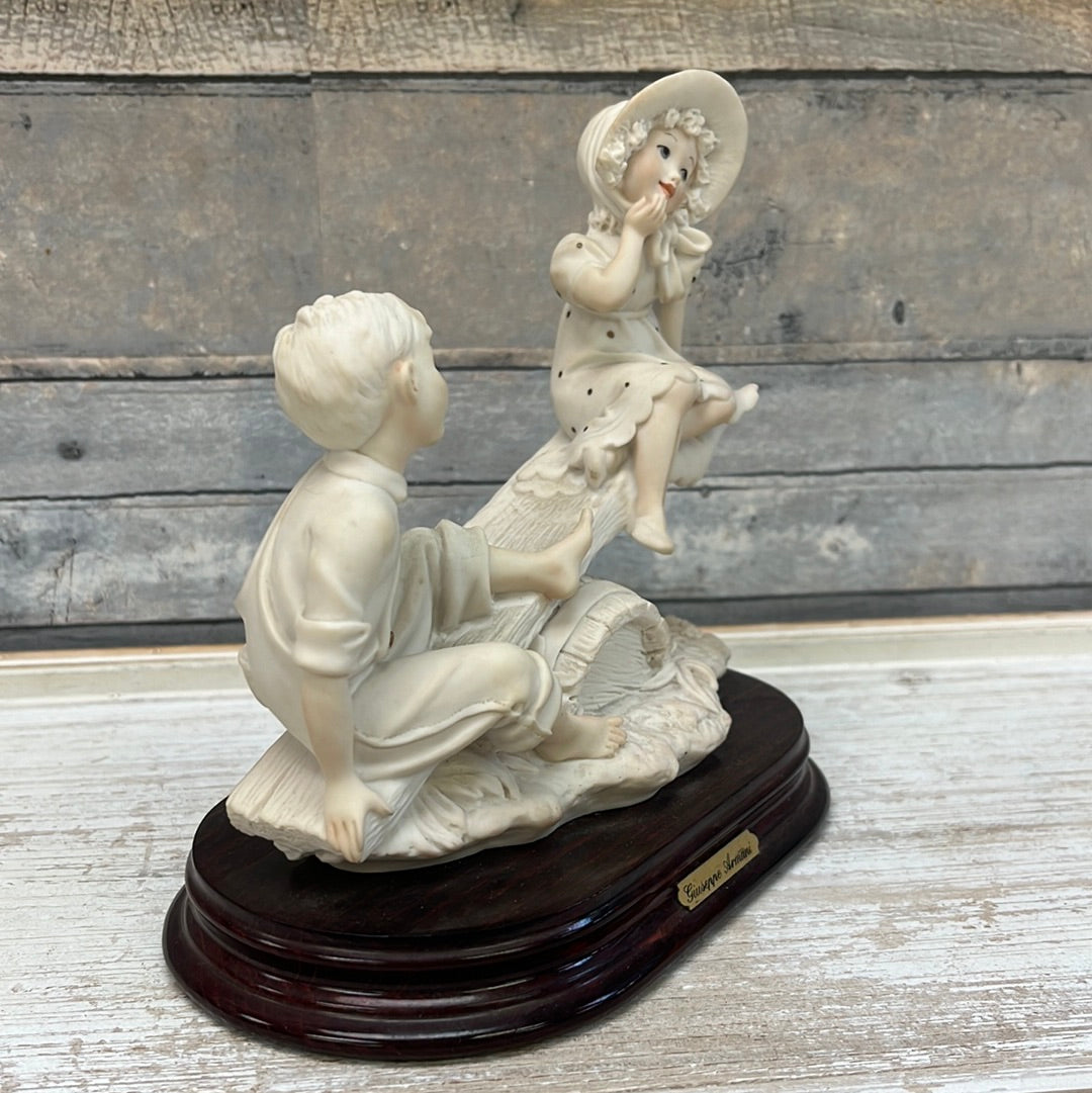 Vintage Giuseppe Armani Capodimonte Boy & Girl on See-Saw, 1993