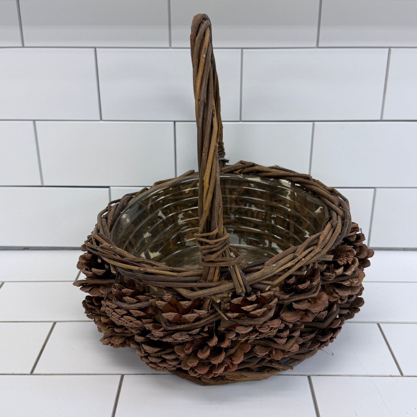 McCann Brothers Rustic Woven Pine Cone Basket