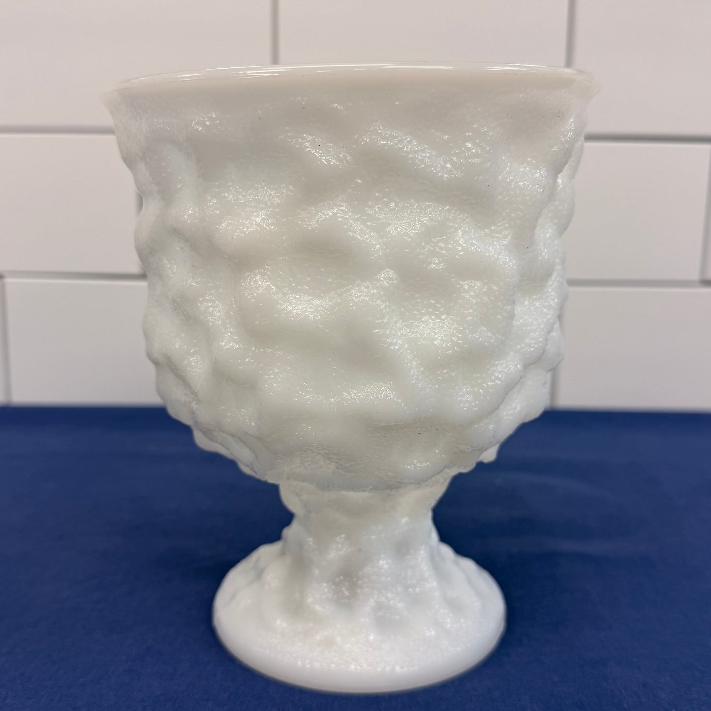 E.O. Brody Milk Glass Pedestal Vases Set of 2 Vintage 1950s
