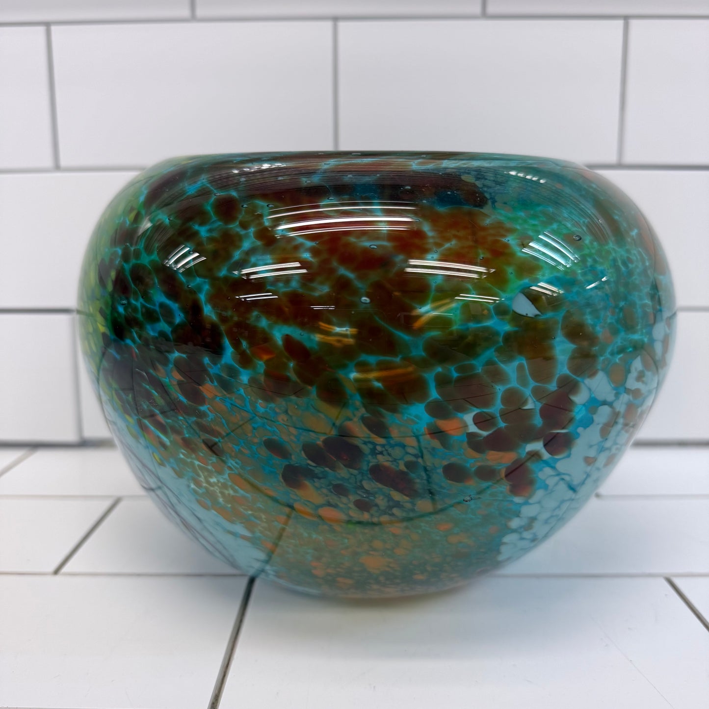 Hand Blown Art Glass Centerpiece Bowl