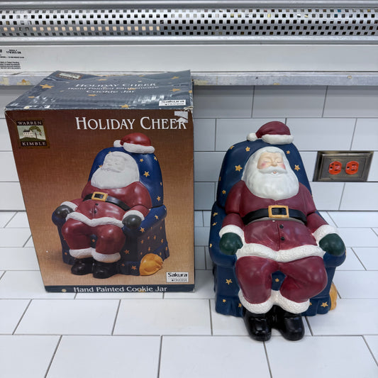 Warren Kimble Cookie Jar Napping Santa, Ceramic
