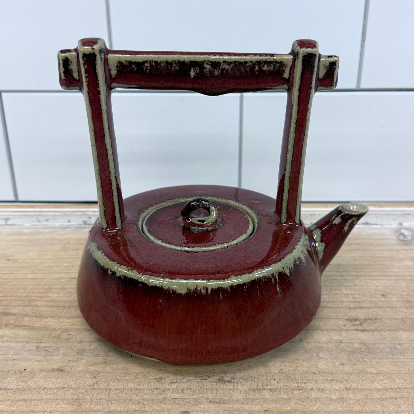 Vintage Oxblood Flambé Studio Pottery Teapot 1980s