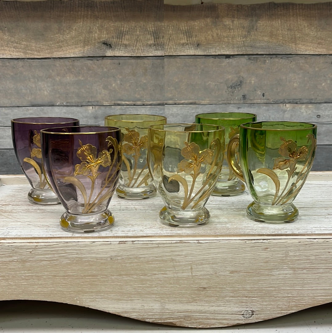 Vintage Gold Scrolled Glass Teacups