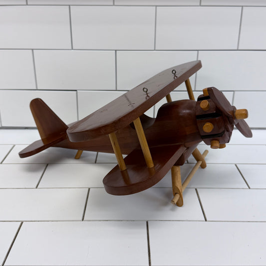 Vintage Wooden Bi-Plane Hanging Sculpture