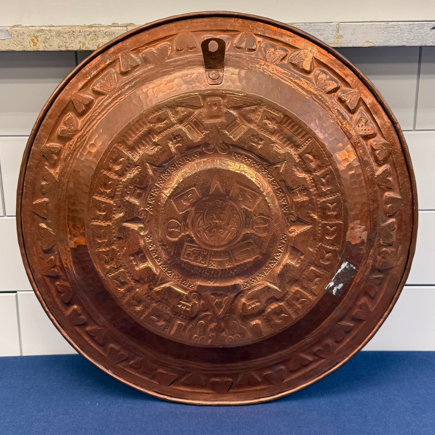 Aztec Calendar Copper Wall Plate Hammered