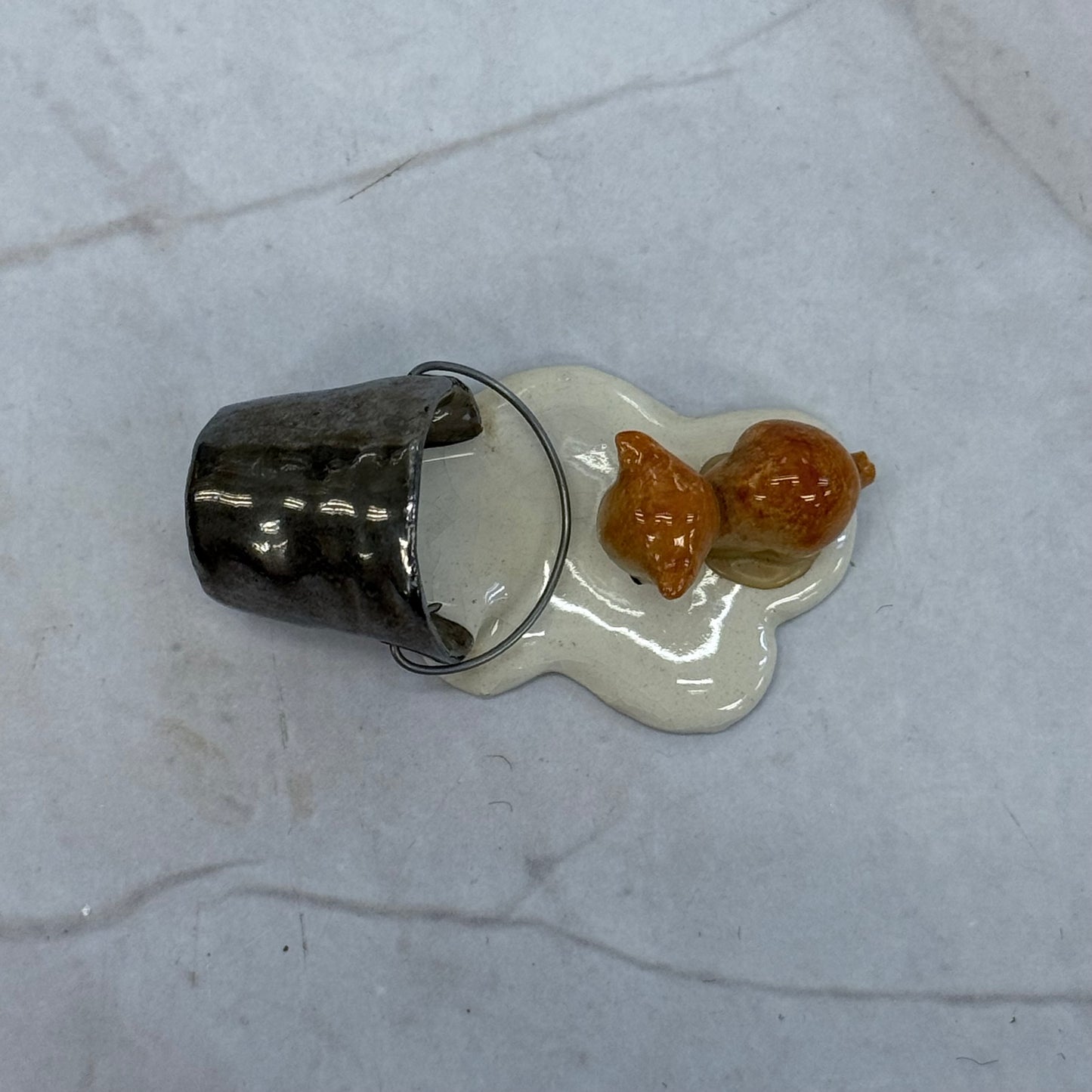 Hagen Renaker Spilt Milk Bucket and Kitten Figurine, Ceramic