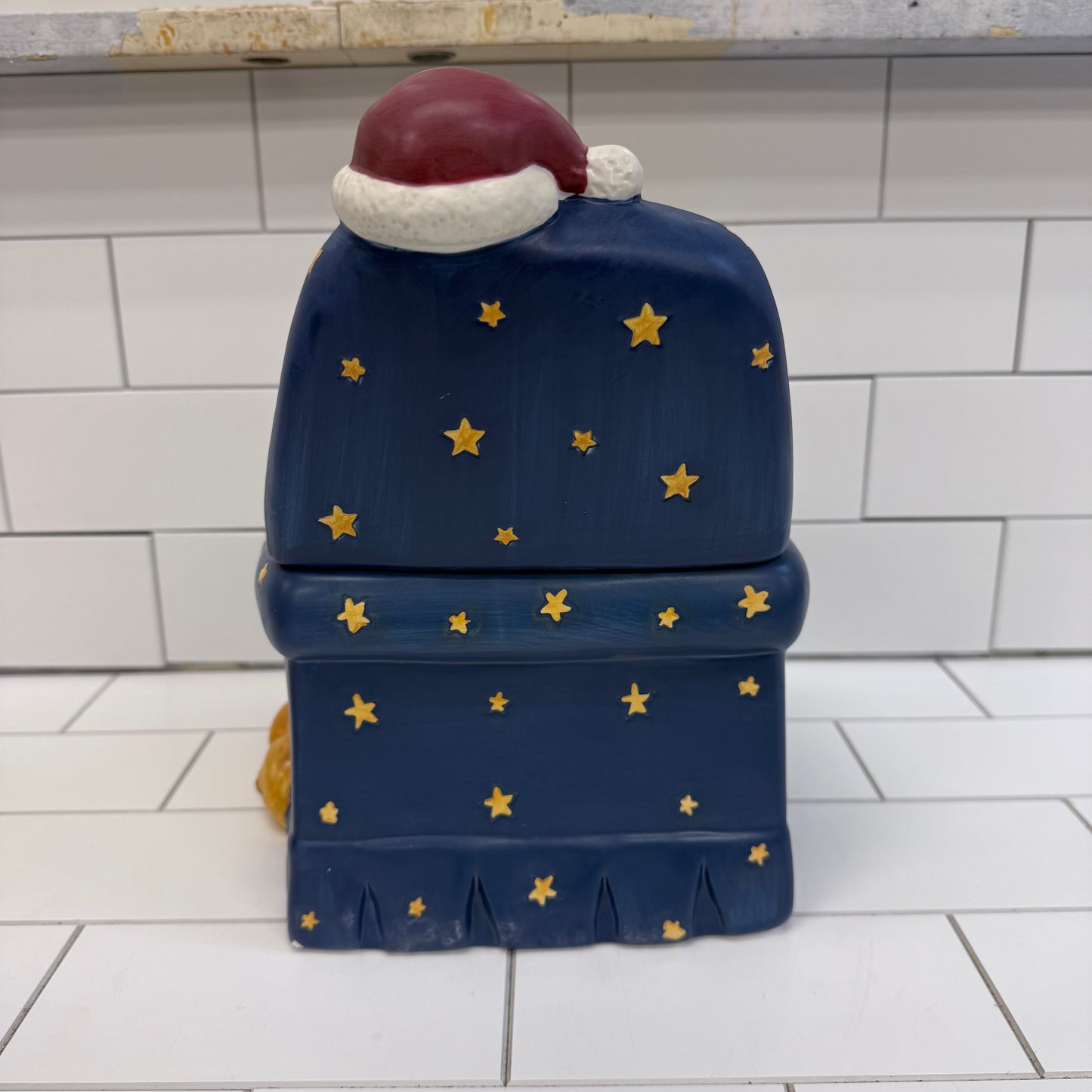 Warren Kimble Cookie Jar Napping Santa, Ceramic