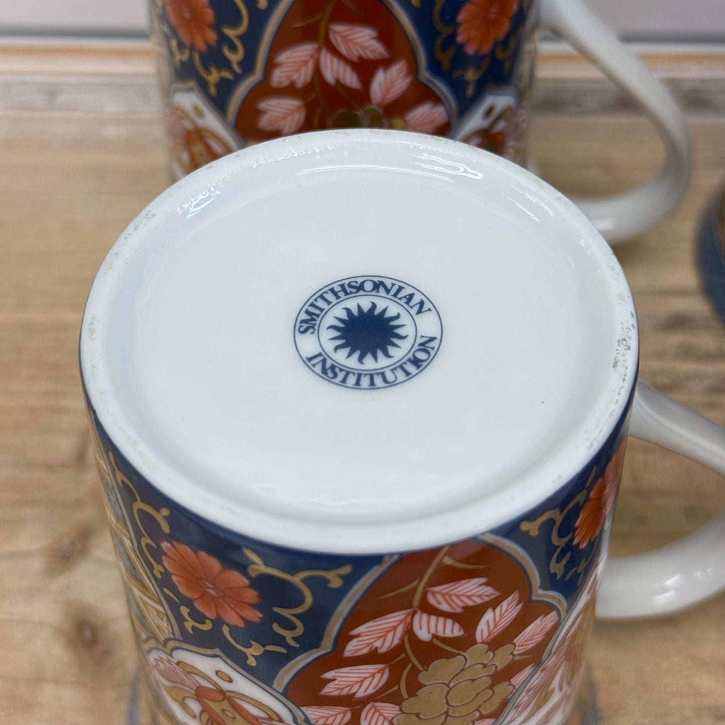 Smithsonian Imari Style Gilded Porcelain Mugs Set of 4