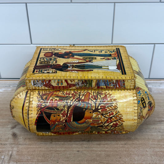 Egyptian Revival Leatherette Papier-Mâché Trinket Box