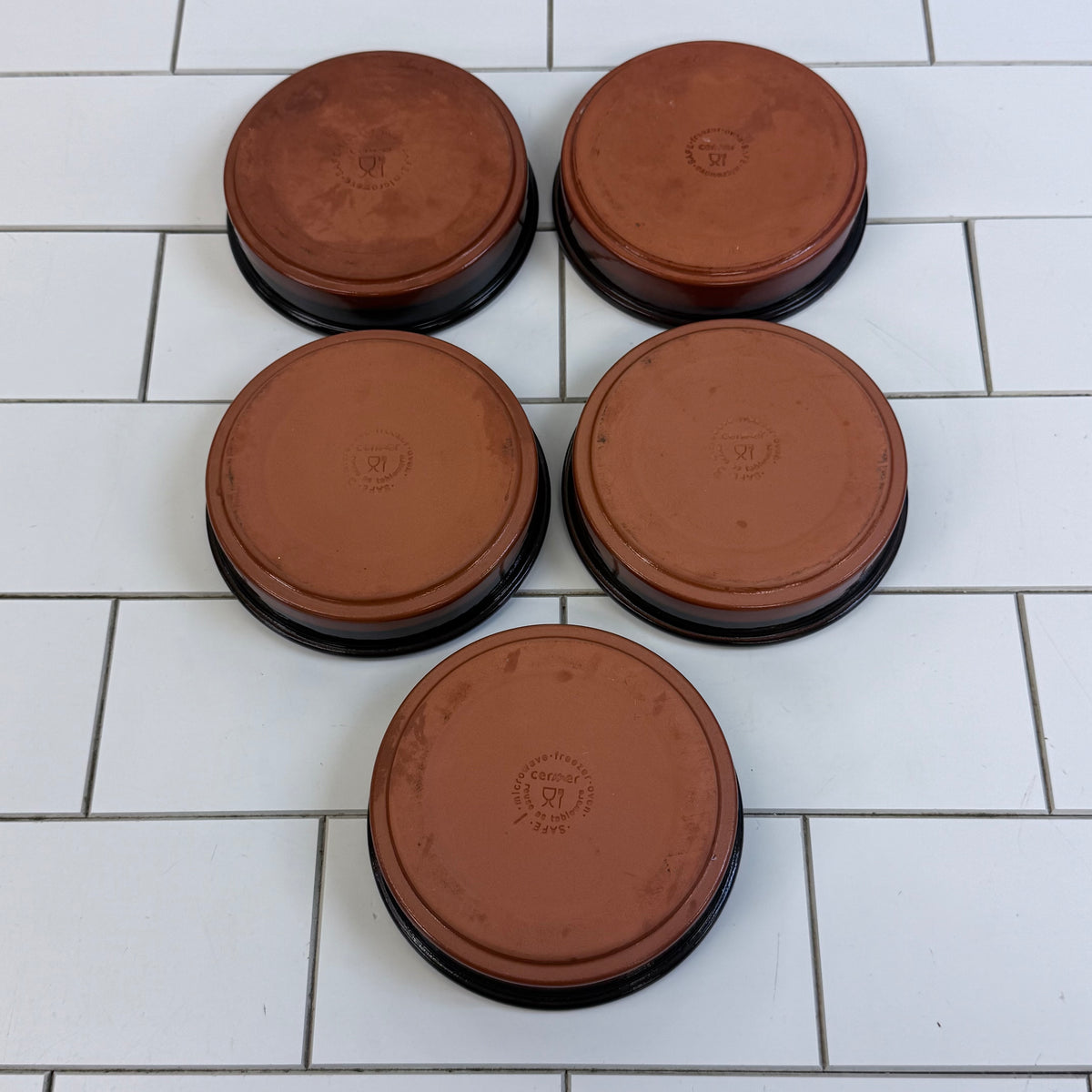 Cermer Spain Terracotta Tapas Dishes Set of 5 Ceramic Bowls