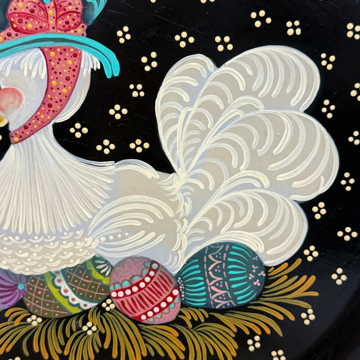 Folk Art Goose Hand-Painted Wooden Tray