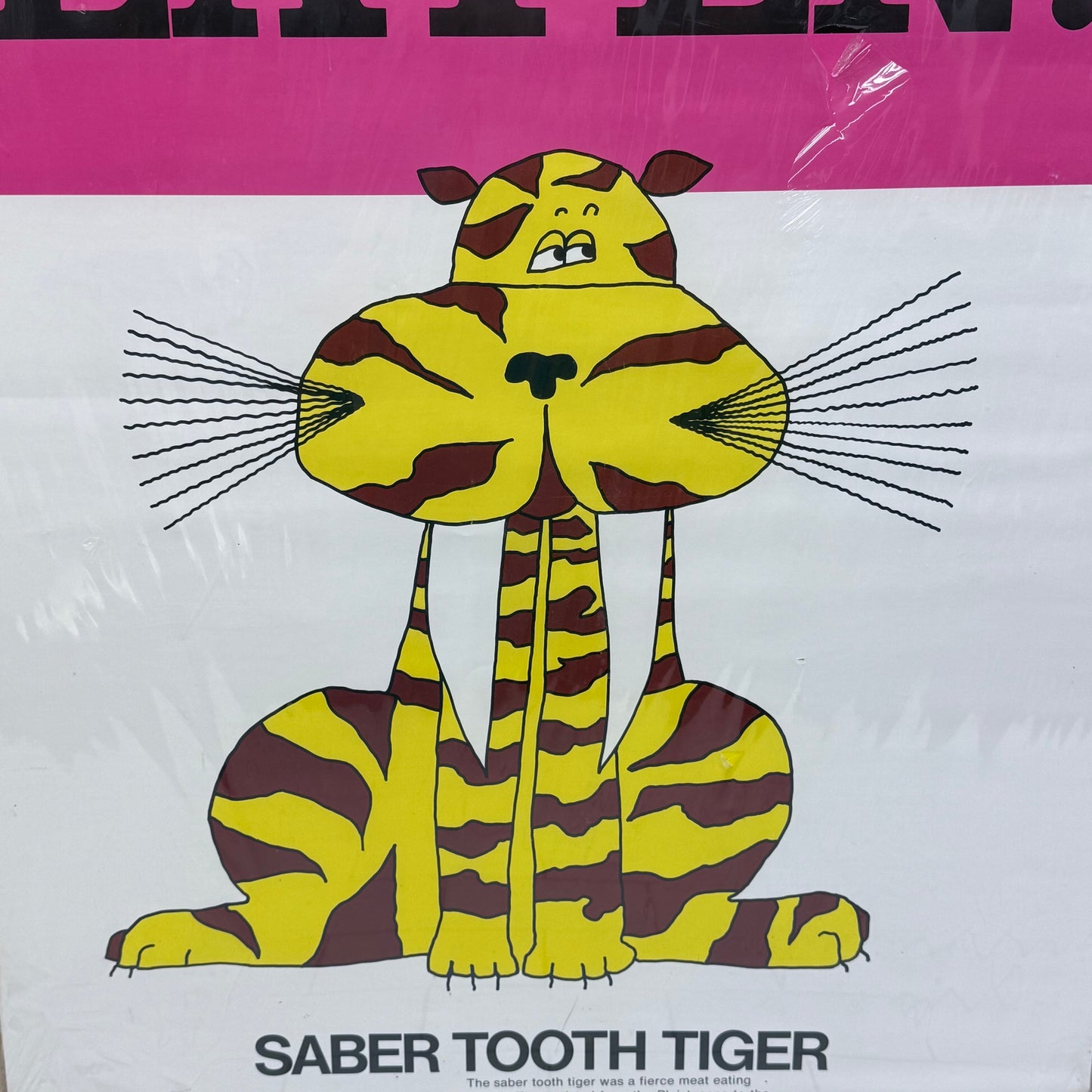 Rare Ed Shickell Saber Tooth Tiger Poster Print, 1972