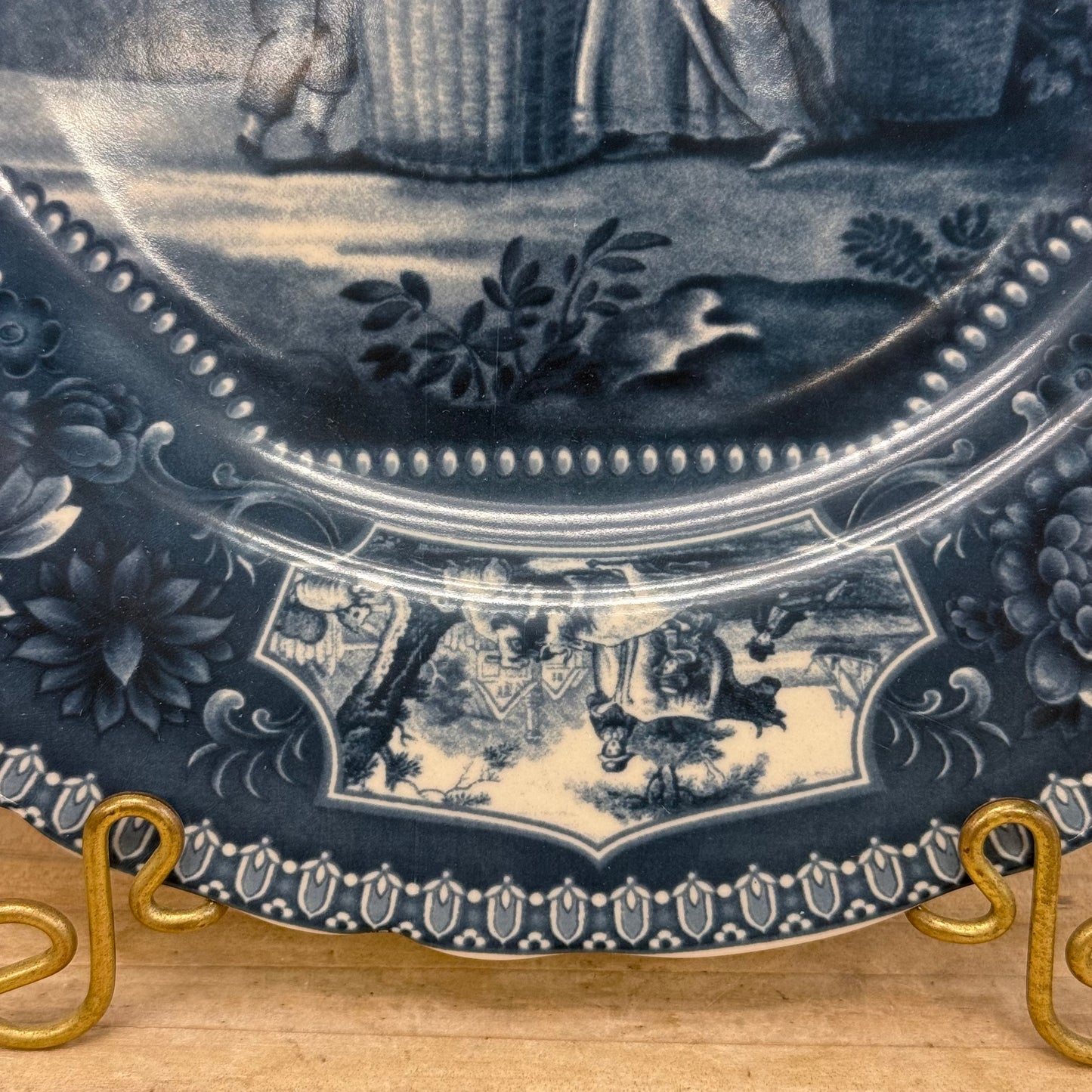 Flow Blue Style Transferware Dinner Plate