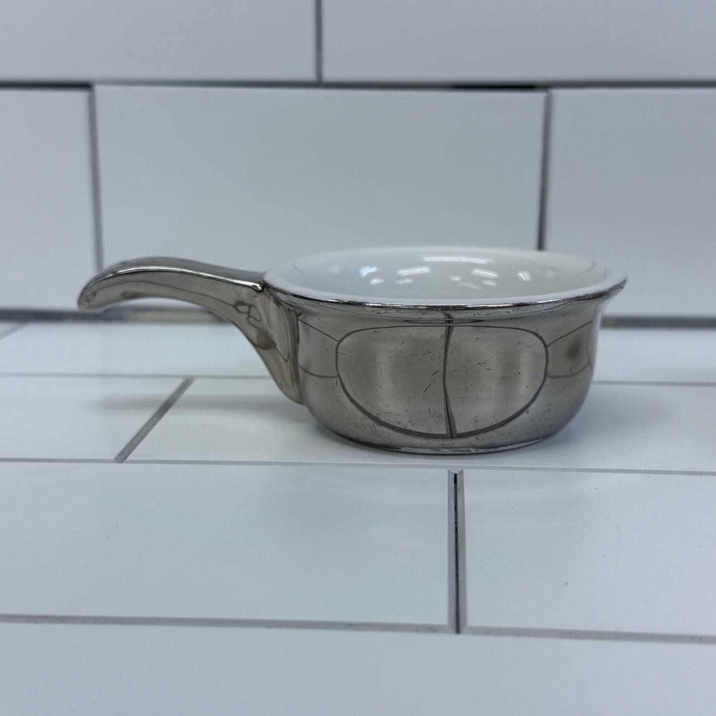 Royal Worcester Cocottes True Silver Lustre, Porcelain Set of 2