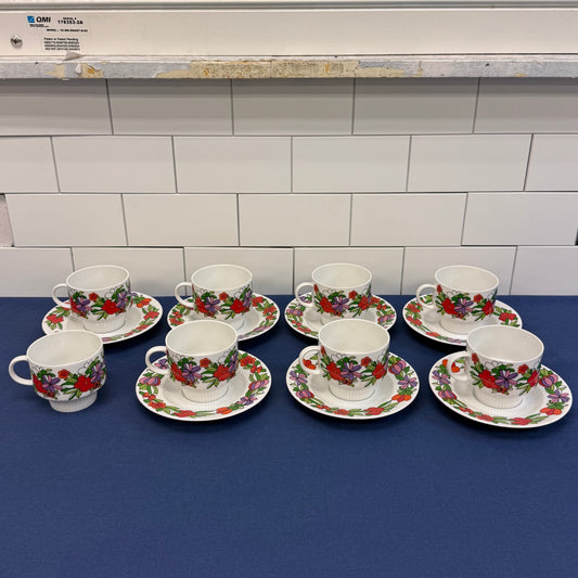 Kaiser Floral Demitasse Cups Saucer Set 1970s