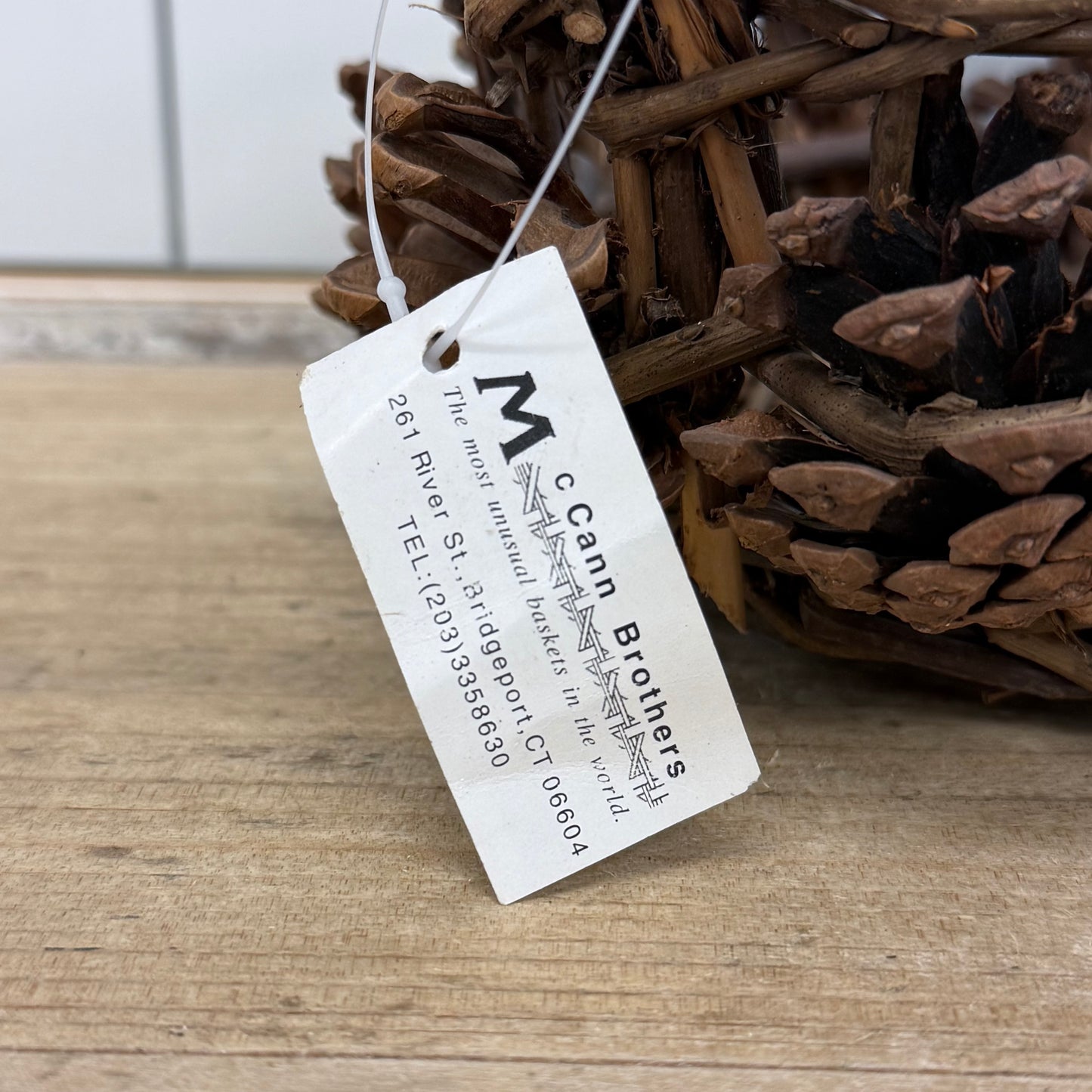 McCann Brothers Rustic Woven Pine Cone Basket