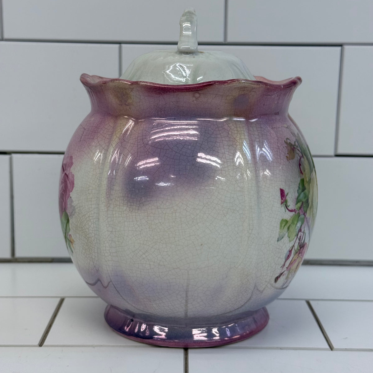 Bonn Franz Anton Mehlem Floral Biscuit Jar c.1890s